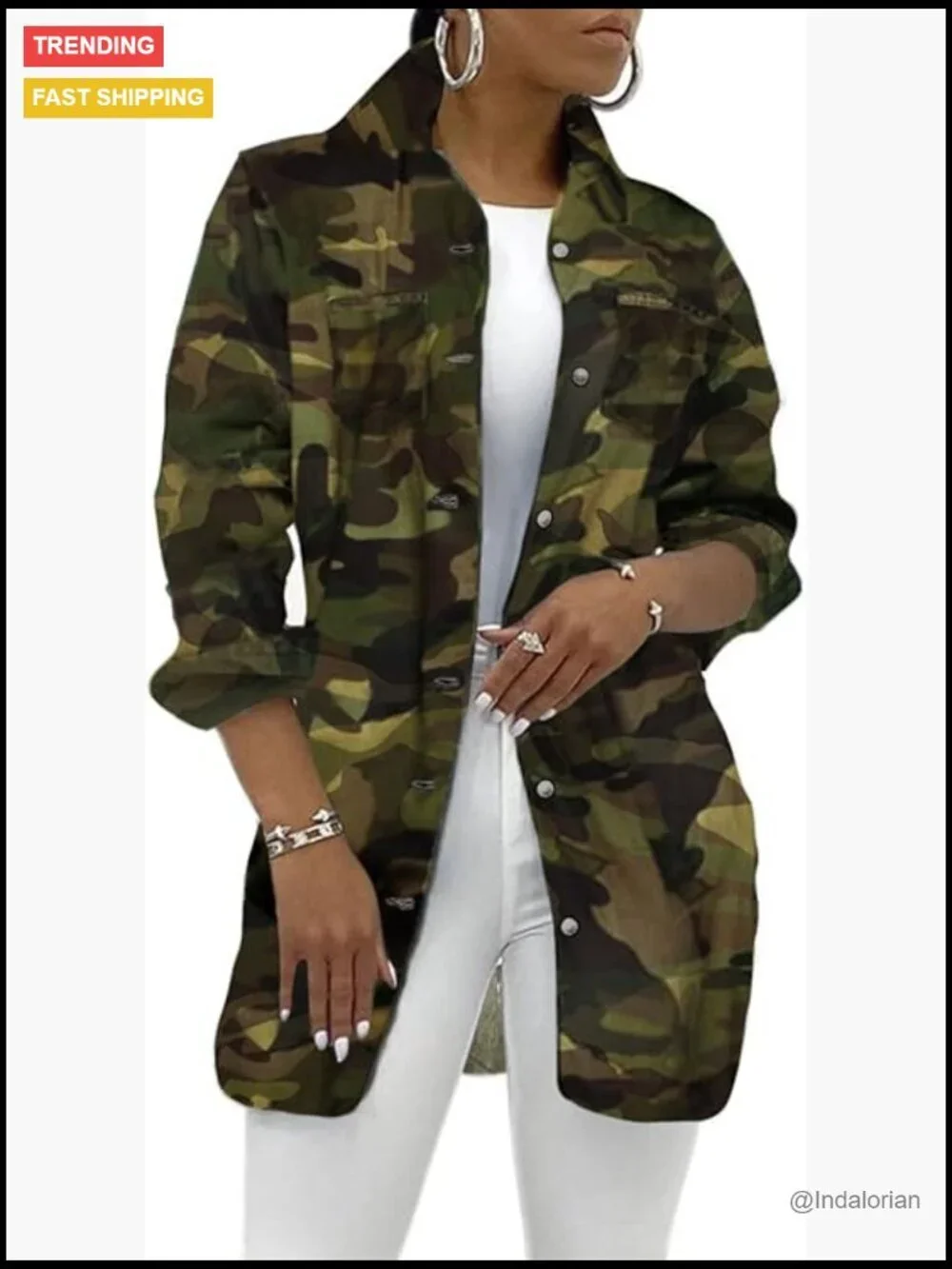 Canvas Slim Fit Camouflage Casual Jacket with Long Sleeves